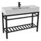 Modern Ceramic Console Sink and Matte Black Base, 48